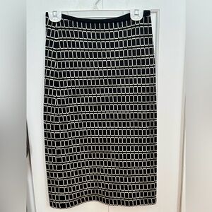 DKNY Black and Cream Geometric Pencil Skirt